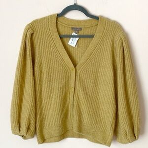 Lilla P golden yellow puff sleeve sweater cardigan NWT